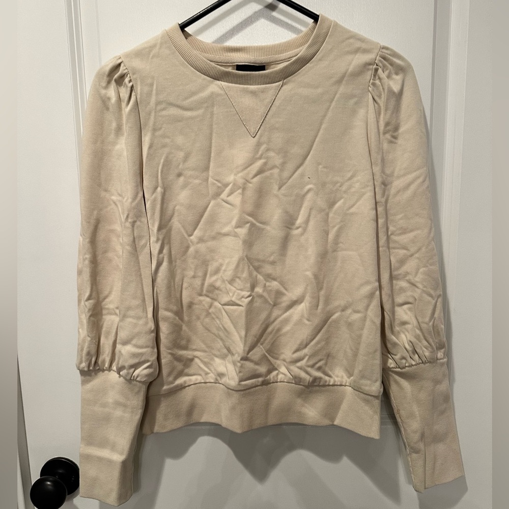 Who What Wear puff sleeve sweatshirt, tan